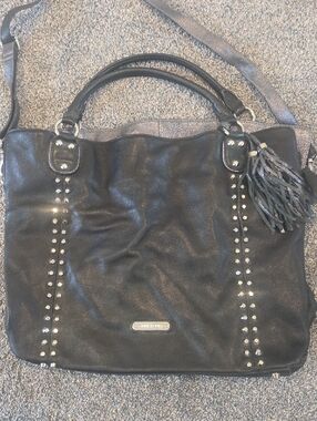 CYNTHIA ROWLEY Black Studded Tassel Extra Large Tote/Shoulder Bag